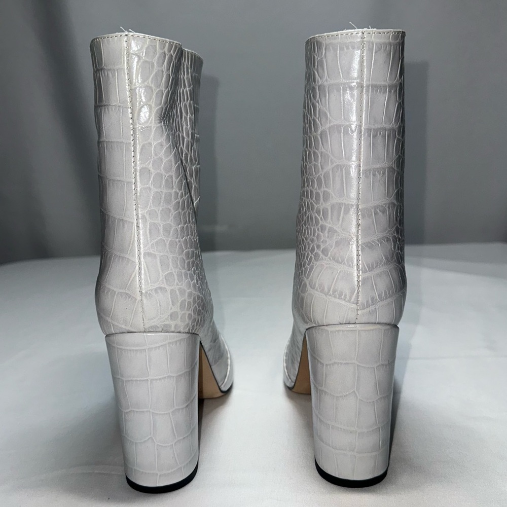 Paris Texas White Grigio Perla 9.5 Crocodile Embossed Leather Boots Celebrity - Picture 7 of 12